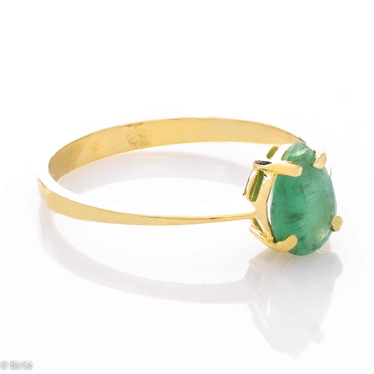 Златен пръстен - Естествен Изумруд Капка 1,00 ct.